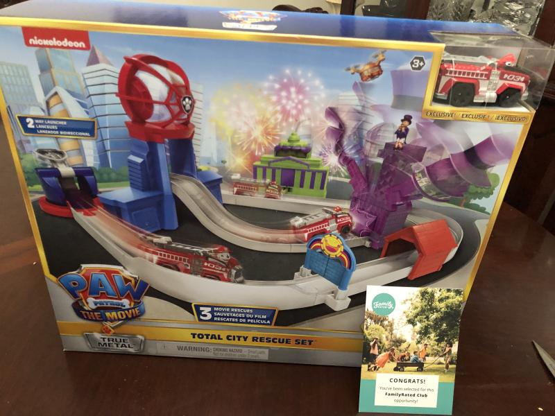 PAW Patrol PAT PATROUILLE LE FILM - TOTAL CITY RESCUE PLAYSET TRUE METAL -  Univers Adventure City Réplique Officielle - Véhicule exclusif Die-Cast De