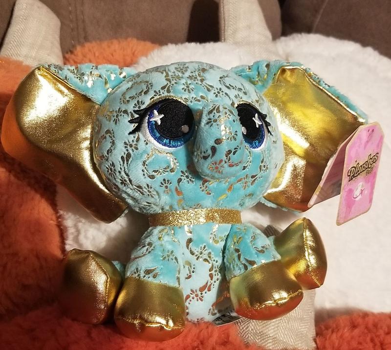 P.Lushes Designer Fashion Pets Bella L'Phante Limited Edition Elephant  Stuffed Animal, Turquoise/Gold, 6