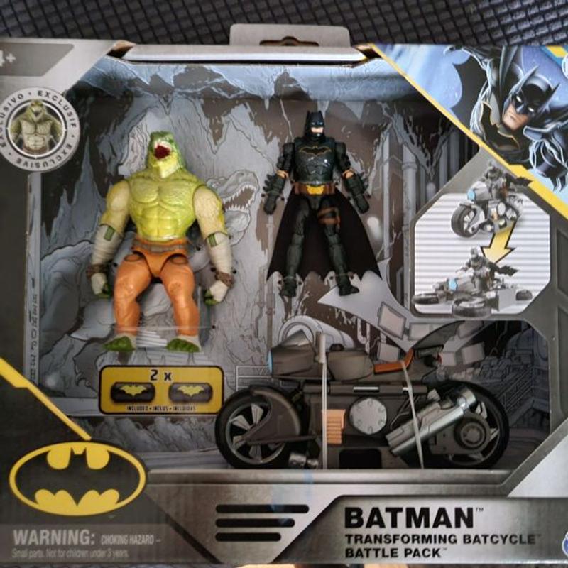 Batman Transforming Batcycle Battle Pack | Incluye Batcycle Y Figuras De Batman Y Killer Croc De 10 Cm | Para Niños +4 Años