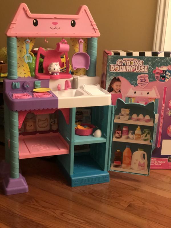 Gabby’s Dollhouse Cakey Cat Kitchen Set with 20+ Accessories, 3ft Tall,  Interactive Sounds | Kitchen Playset for Kids