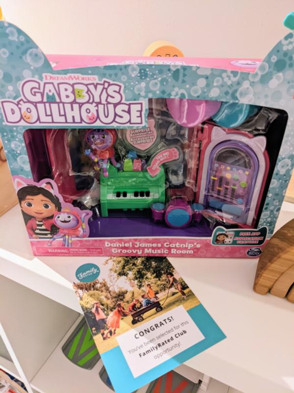 Original Dreamworks Gabby's Dollhouse Groovy Music Room Deluxe Playset with  Daniel James DJ Catnip Figure, Furniture Accessories, Doll House Toys for  Girls, Gabby Girl