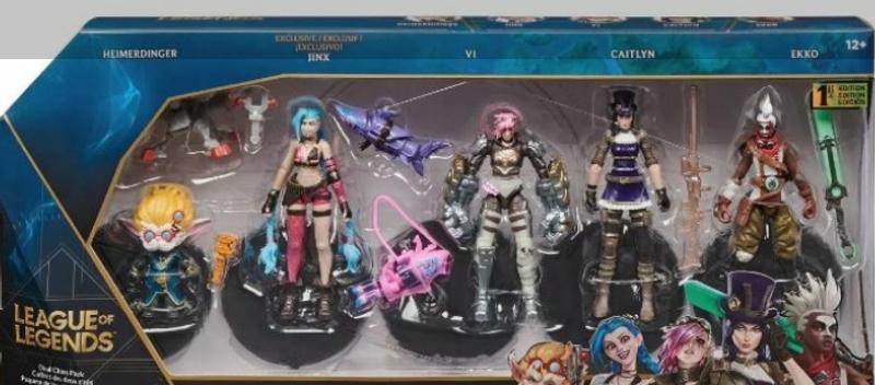 League of Legends, Dual Cities Pack w/Exclusive Jinx, Heimerdinger, Vi,  Caitlyn, and Ekko, 4-Inch Collectible Figures, Accessories, Ages 12 and Up