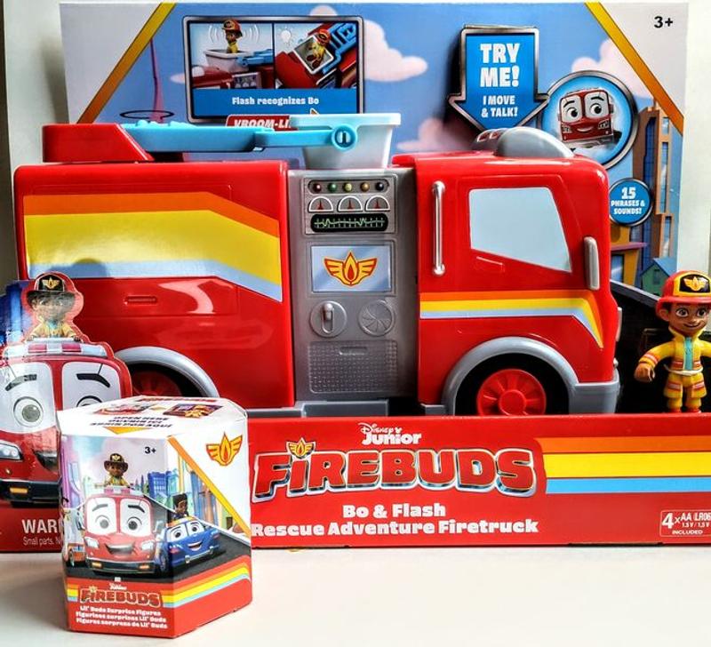 Disney Junior Firebuds, Bo and Flash, Action Figure and Fire Truck Vehicle