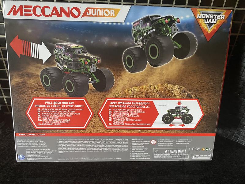 Meccano Junior, Official Monster Jam Grave Digger Monster Truck STEM Model  Building Kit with Pull-back Motor, Kids Toys for Ages 5 and up