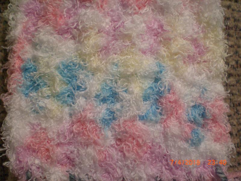 Baby Blanket & Hat ~~ I crocheted with Bernat Pipsqueak's Funny Bunny yarn.