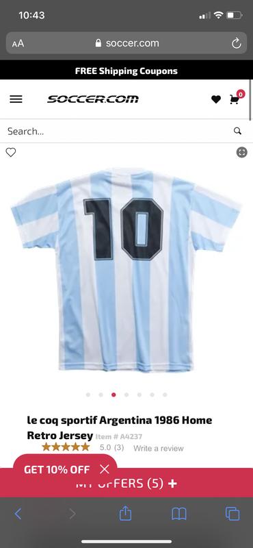 1986 Argentina Home Soccer Jersey Shirt Maradona #10 (Replica)