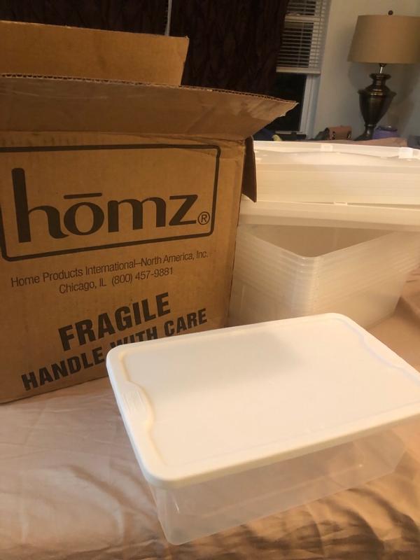 Homz Products 10-Pack Small 1.5-Gallons (6-Quart) Clear Heavy Duty Tote  with Standard Snap Lid in the Plastic Storage Containers department at