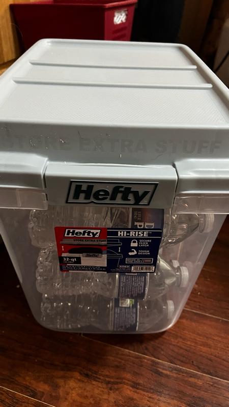 Hefty 6 Pack 32 Quart Hi-Rise Stackable Plastic Storage Bin w/ Lid ...