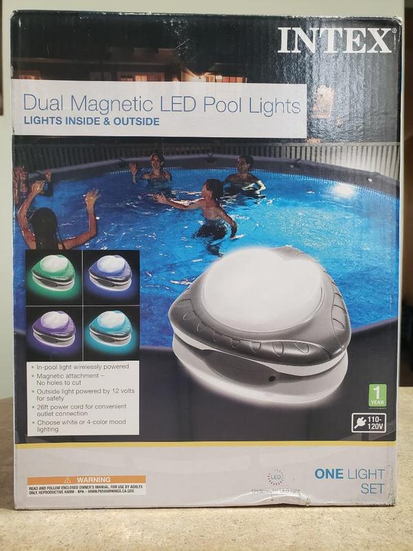 Intex Above Ground Underwater LED Magnetic Swimming Pool Wall Light (2 ...