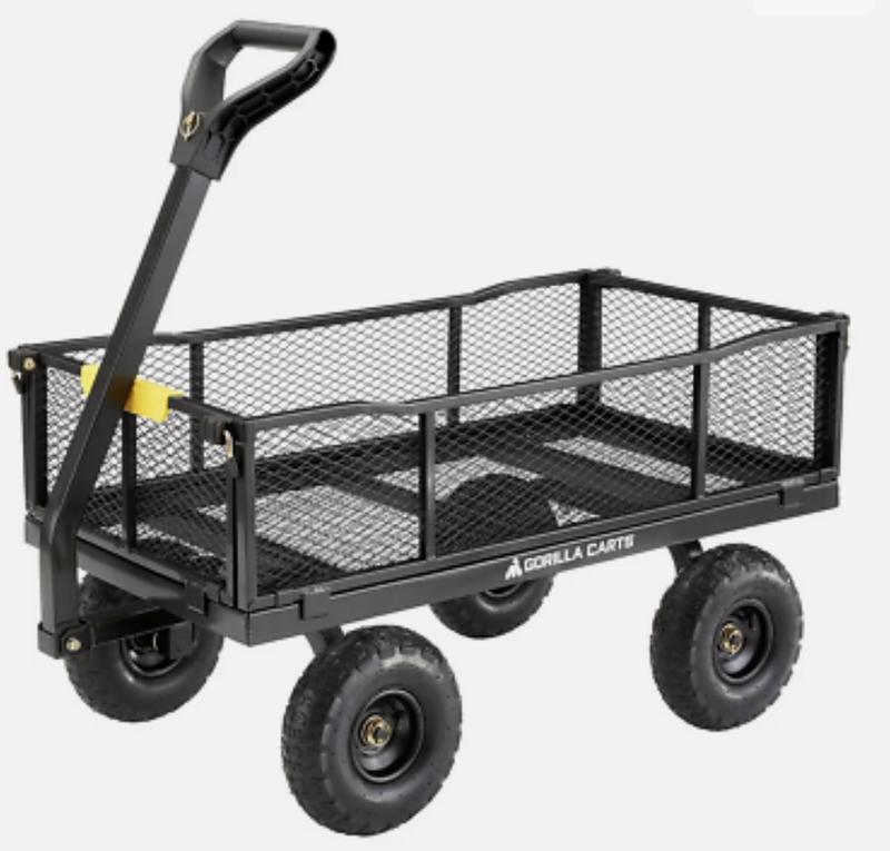 Gorilla Carts 5 Cu Ft Poly Yard Cart - Black, Maintenance-Free