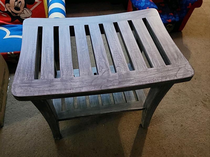 Grey teak shower discount bench