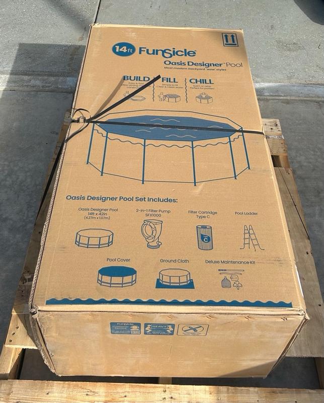 Funsicle 14-ft x 14-ft x 42-in Metal Frame Round Above-Ground Pool with ...