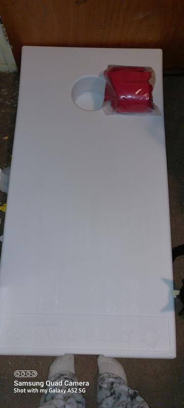 White board and red bean bag