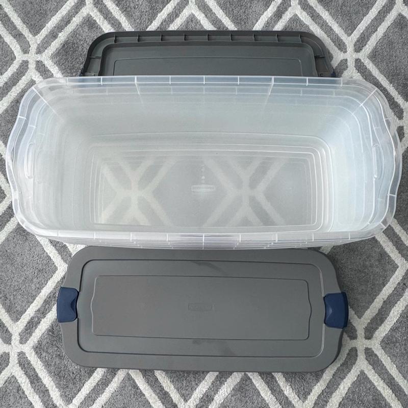 Rubbermaid 4 Pack Roughneck Clear Storage Containers Stackable Totes 95 ...