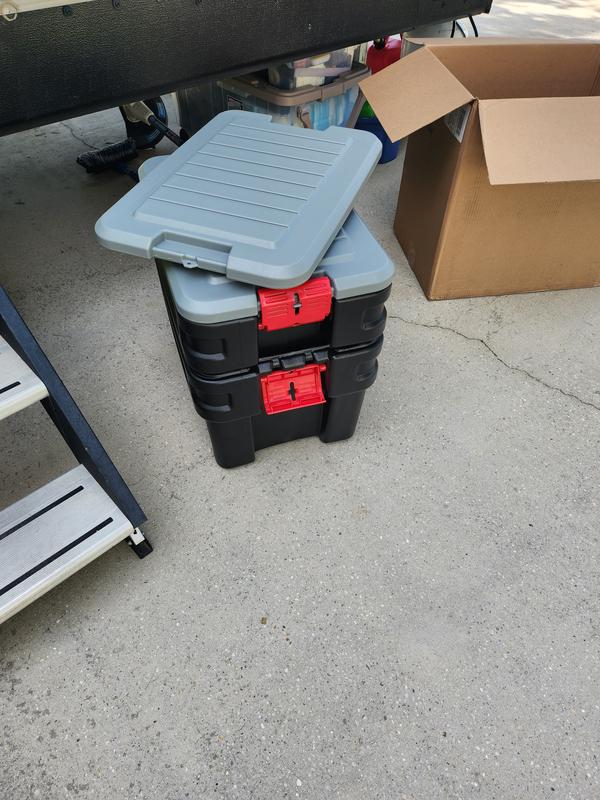 Rubbermaid ActionPacker️ 24 Gal Lockable Storage Box Pack of 2, Outdoor,  Industrial, Rugged, Grey and Black