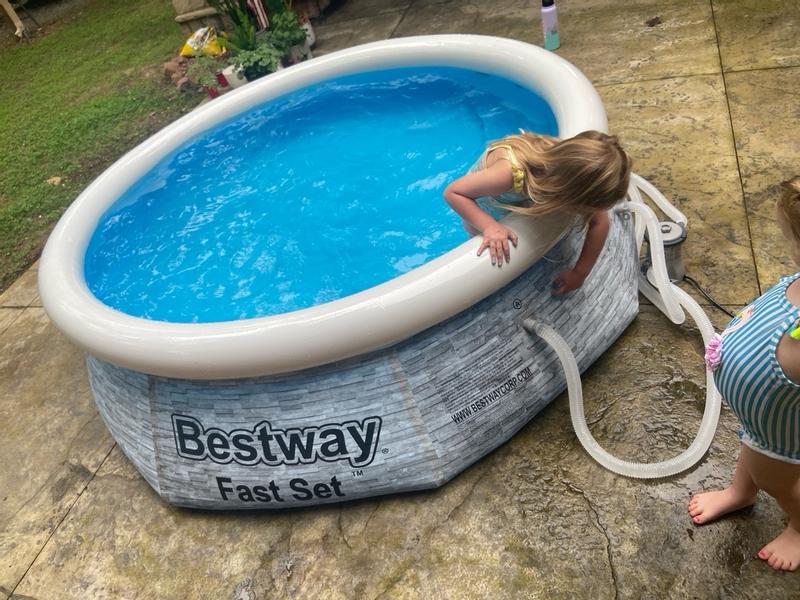 pool Summer Waves 8-ft x 8-ft x 30-in Inflatable Top Ring Round