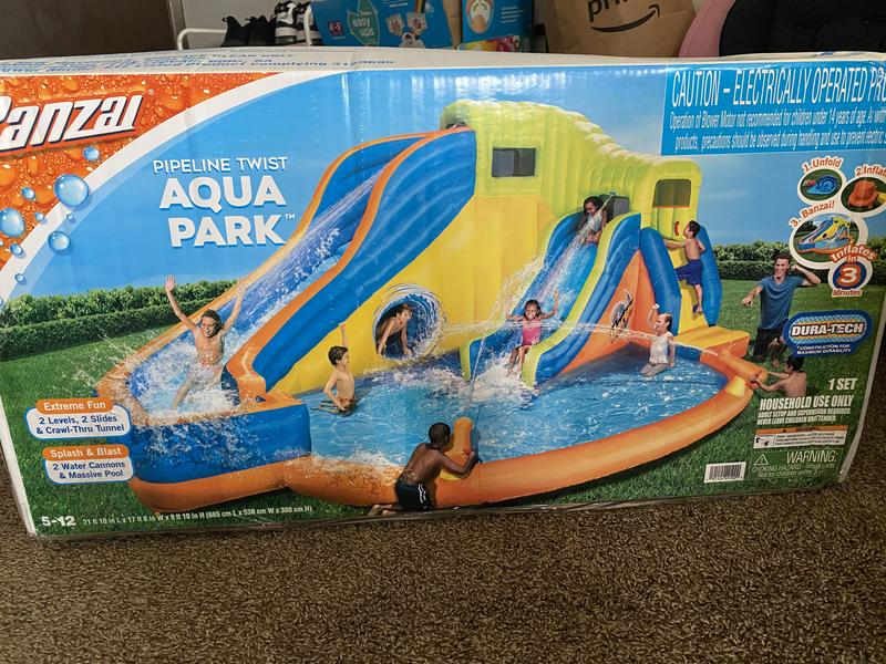 Banzai pipeline twist kids inflatable outdoor store water pool aqua park and slides