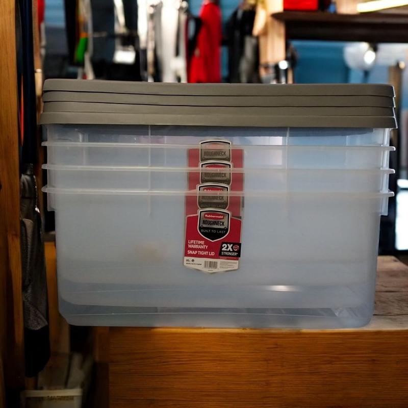 Rubbermaid 4 Pack Roughneck Clear Storage Containers Stackable Totes 95 ...
