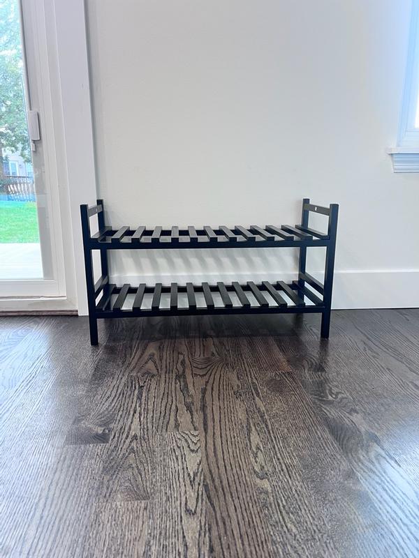 PJ Wood Stackable Wood Shoe Rack Organizer Shelf Closet Entryway ...