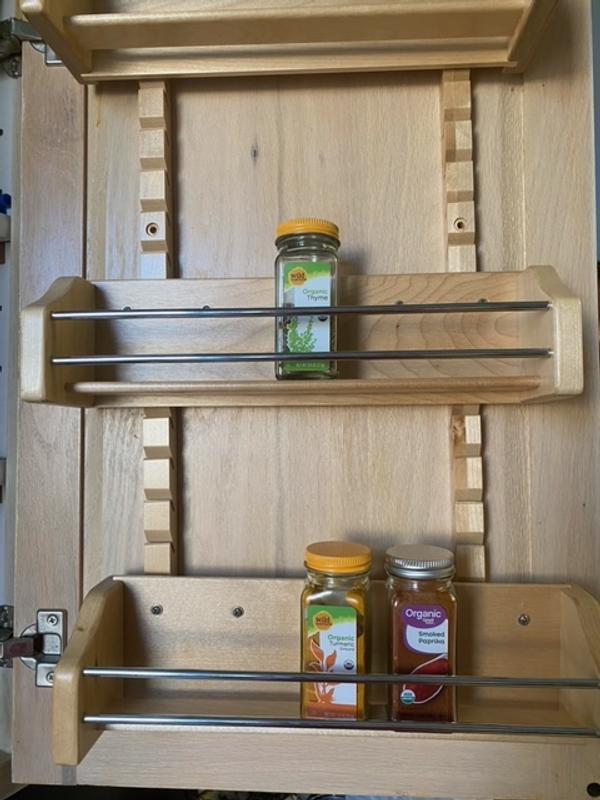 Rev-A-Shelf Pull Out Wall Storage Organizer for Kitchen Cabinets, Sliding  Door Mounted Spice Rack with 3 Adjustable Shelves, Maple Wood, 4ASR-15