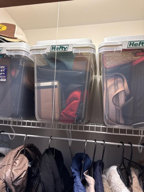 Hefty 6 Pack 32 Quart Hi-Rise Stackable Plastic Storage Bin w/ Lid ...