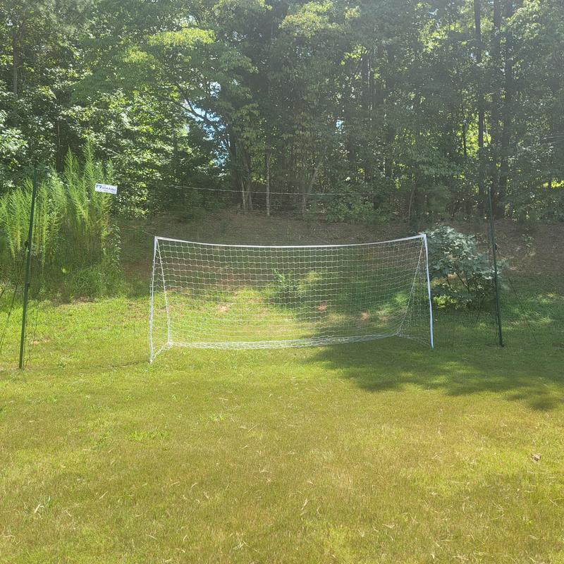 Football goals for kids with backstop net to rebound balls. - Open