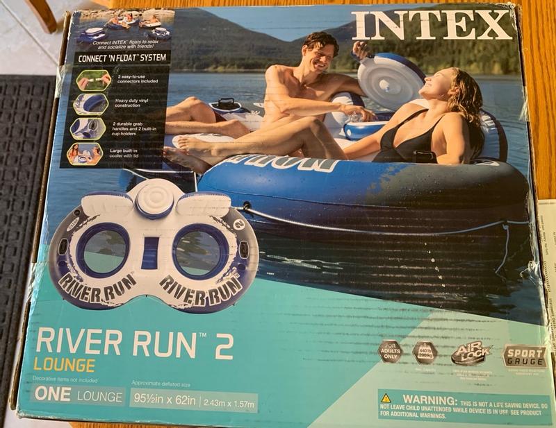 Intex River Run II Inflatable 2 Person Pool Tube Float + 2 Single Water Rafts