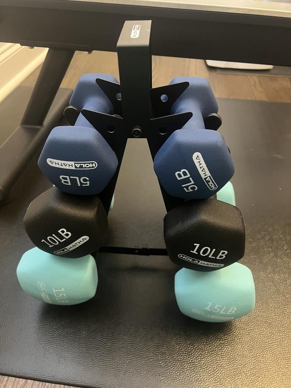 HolaHatha Neoprene Dumbbell Set With Rack – Open Box (HH0002-3-U-A)