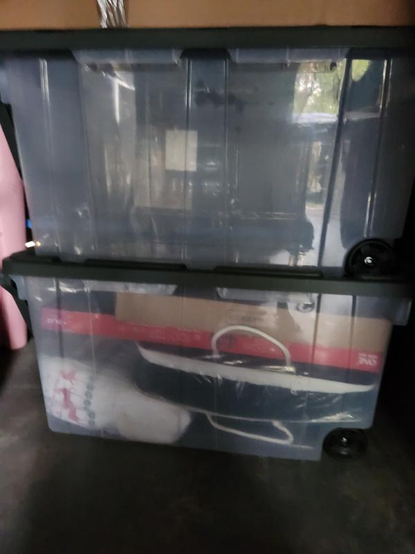 Sterilite 160 Quart Latching Stackable Wheeled Storage Tote - Clear, 2-Pack