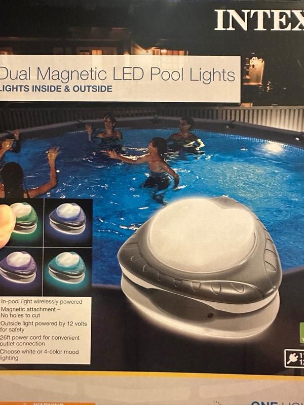 Intex Magnetic LED Pool Light Multicolor 26ft Cord 4 Lights