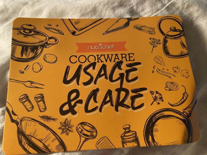 Received a card on how to care for the pots, pans and skillets