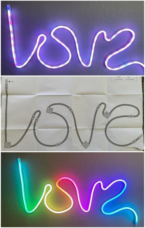 Top and Bottom: lights after being mounted. Middle: picture of the template provided.