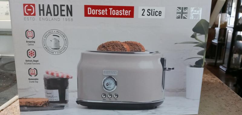 Haden Dorset 2 Slice, Wide Slot, Stainless Steel Toaster - Putty Beige