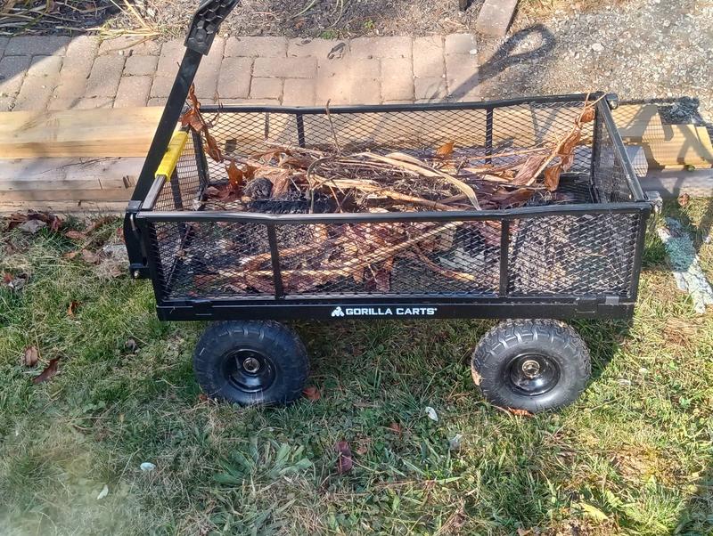 Gorilla Carts Steel Utility Cart, 9 Cubic Feet Garden Wagon With Removable  Sides