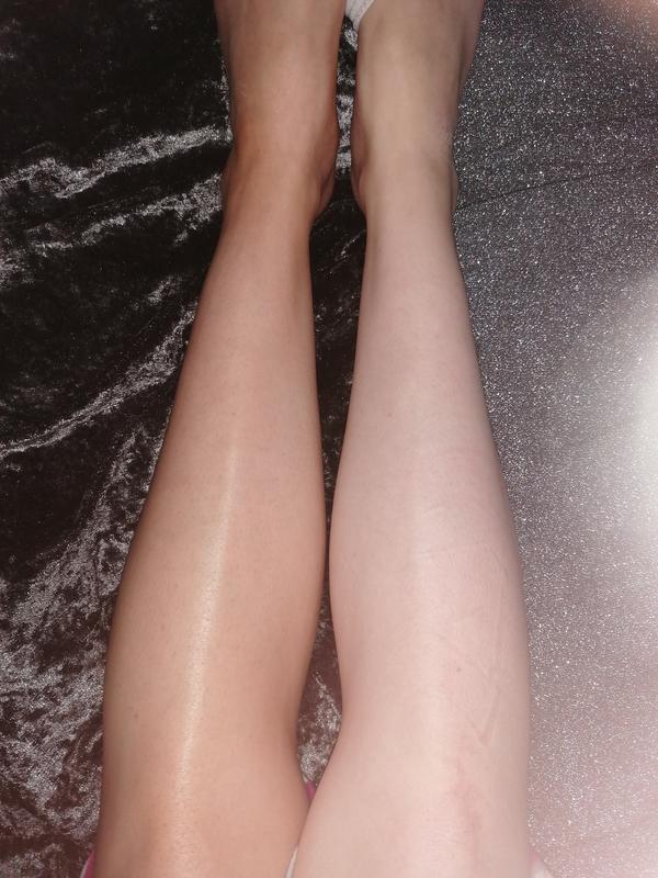 Left hand side after using 1st application. Right side has no product.