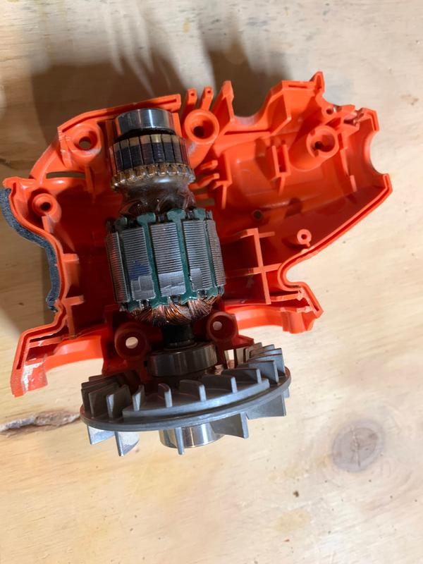 Armature has gouges that are from factory as more than what dust could have done.