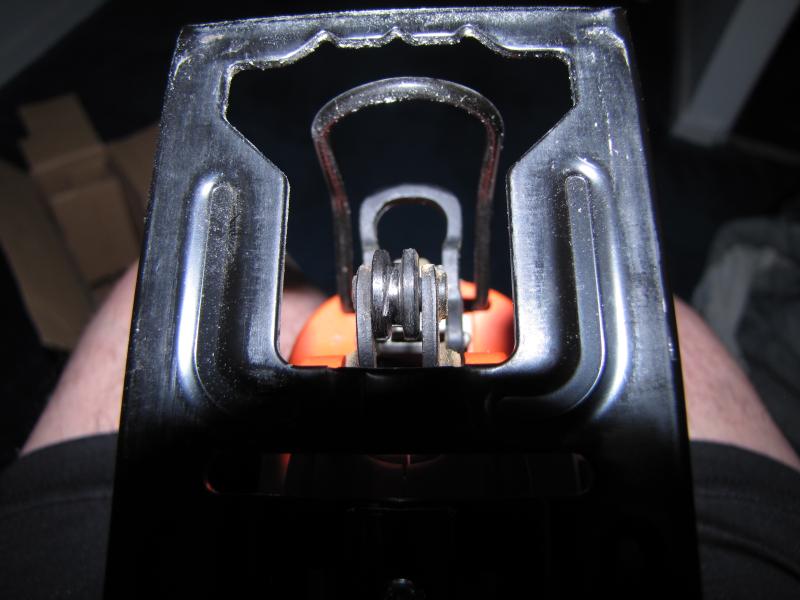 Blade Guide has frozen up causing the blade to etch into the guide...