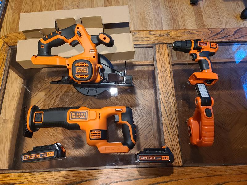 BLACK+DECKER 20V MAX Power Tool Combo Kit, 4-Tool Cordless Power Tool Set  with 2 Batteries and Charger (BD4KITCDCRL) 