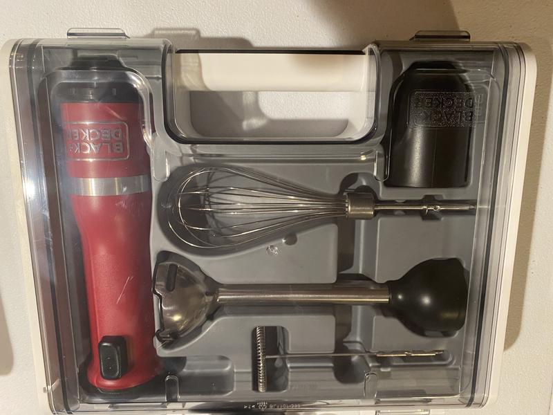 BLACK+DECKER Kitchen Wand Cordless Immersion Blender, 3 in 1 Multi Tool  Set, Hand Blender with Charging Dock, Whisk and Food Chopper, Black