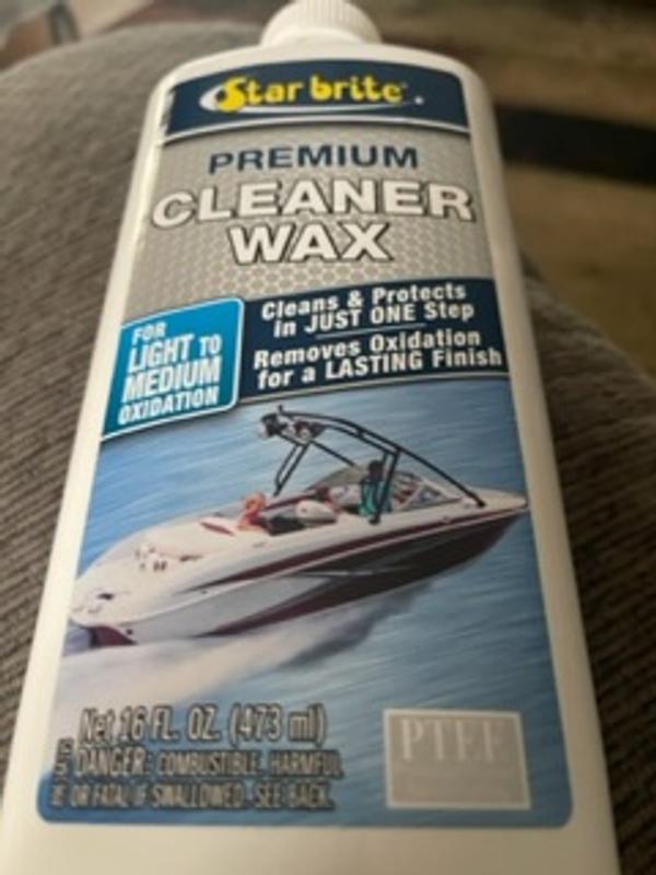 Star brite Premium Cleaner Wax 16 oz - Cleans, Shines & Protects Boat, RVs  - Carnauba Wax - For Vinyl & Plastic - Quick & Easy - Outdoor Wipes