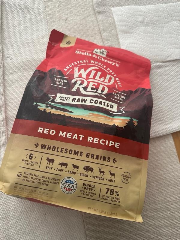 Stella Chewy s Wild Red Raw Coated High Protein Wholesome Grains Red Meat Recipe Dry Dog Food 21 lbs