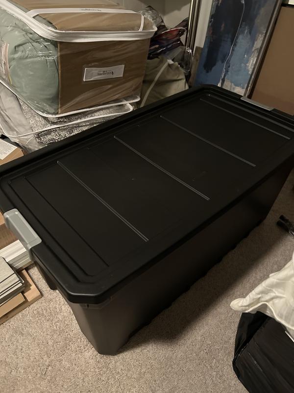 Sterilite 50-Gallon Stackable Rugged Industrial Storage Tote with Gray ...