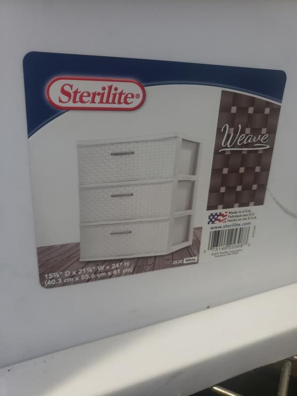 Sterilite 3 Drawer Wide Weave Tower White 