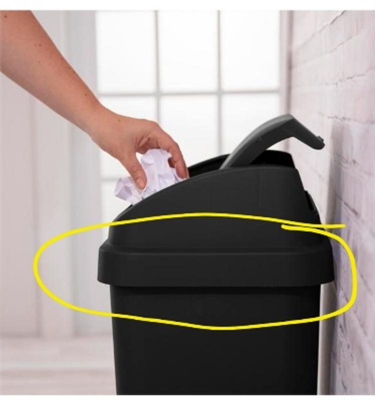 Swing Top Trash Can. 50 L/13 gal. (Black and Grey)