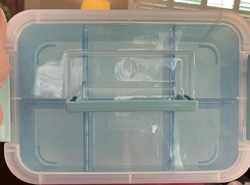 Sterilite Stack & Carry Box - 3 Layers and Handles - Clear/Blue