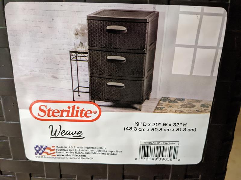 Sterilite Medium Weave Craft Office Supplies 3 Drawer Storage