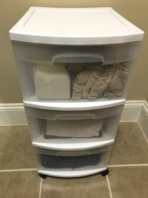 Sterilite Wide 3 Drawer Cart White 