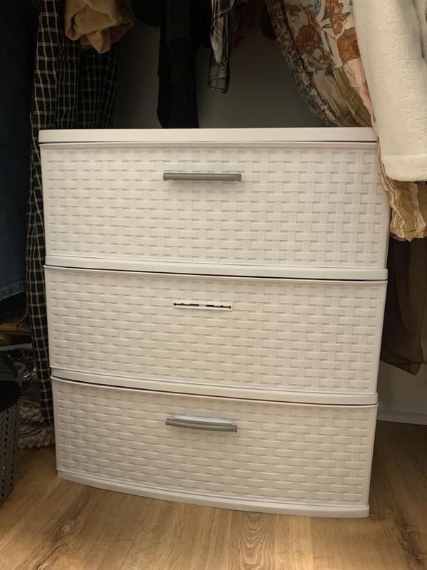 Sterilite 3-Drawer Wide Tower, Cement Weave