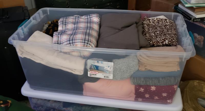 About 20 yards of fabric in that box!