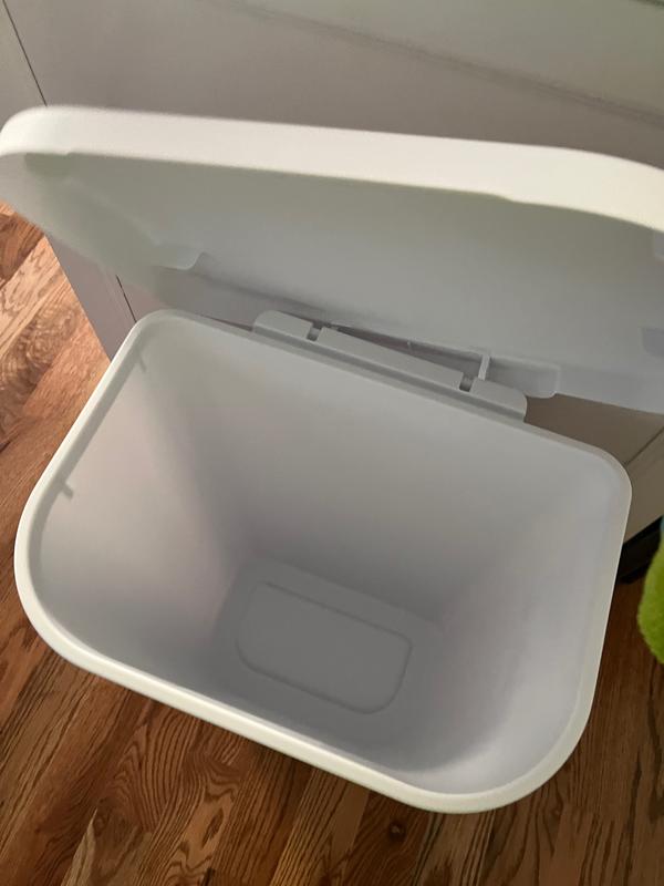 Sterilite 11.3 Gallon D Shape Flat Side Lift Top Lid Wastebasket